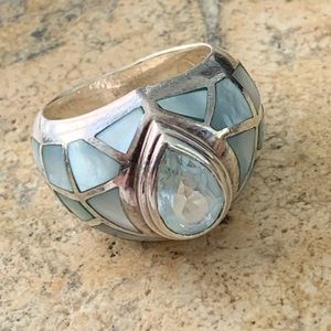 Light blue stone ring sterling silver sz 6